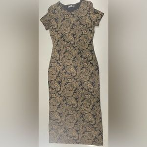 Molly Malloy-Gold and black paisley maxi formal dress women’s